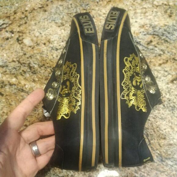 Elvis Shoes Rock and Roll Women Size 9 Black/Gold Rare Embroidered 1977 - Picture 12 of 12